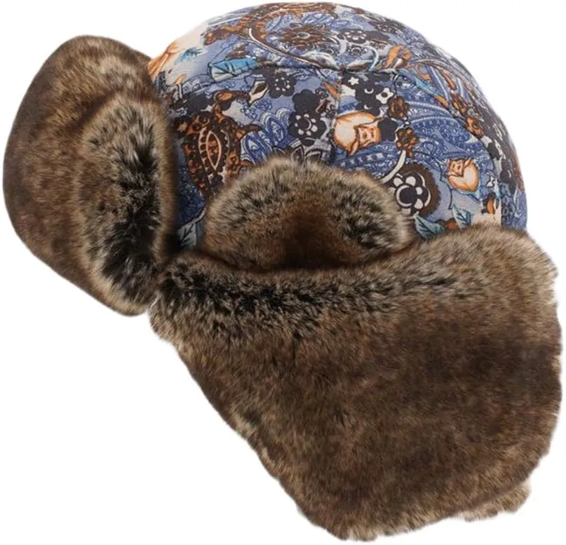 Unisex Winter Trapper Hat with Ear Flaps & Faux Fur Ushanka Aviator Hat Eskimo Hat