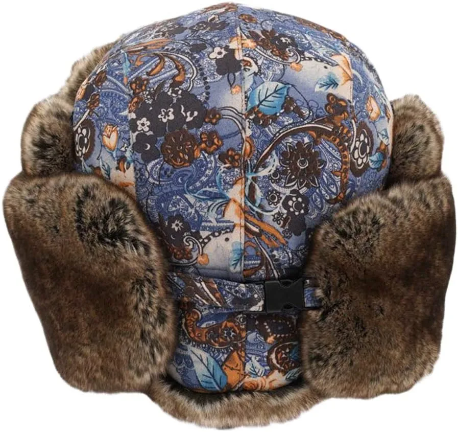 Unisex Winter Trapper Hat with Ear Flaps & Faux Fur Ushanka Aviator Hat Eskimo Hat