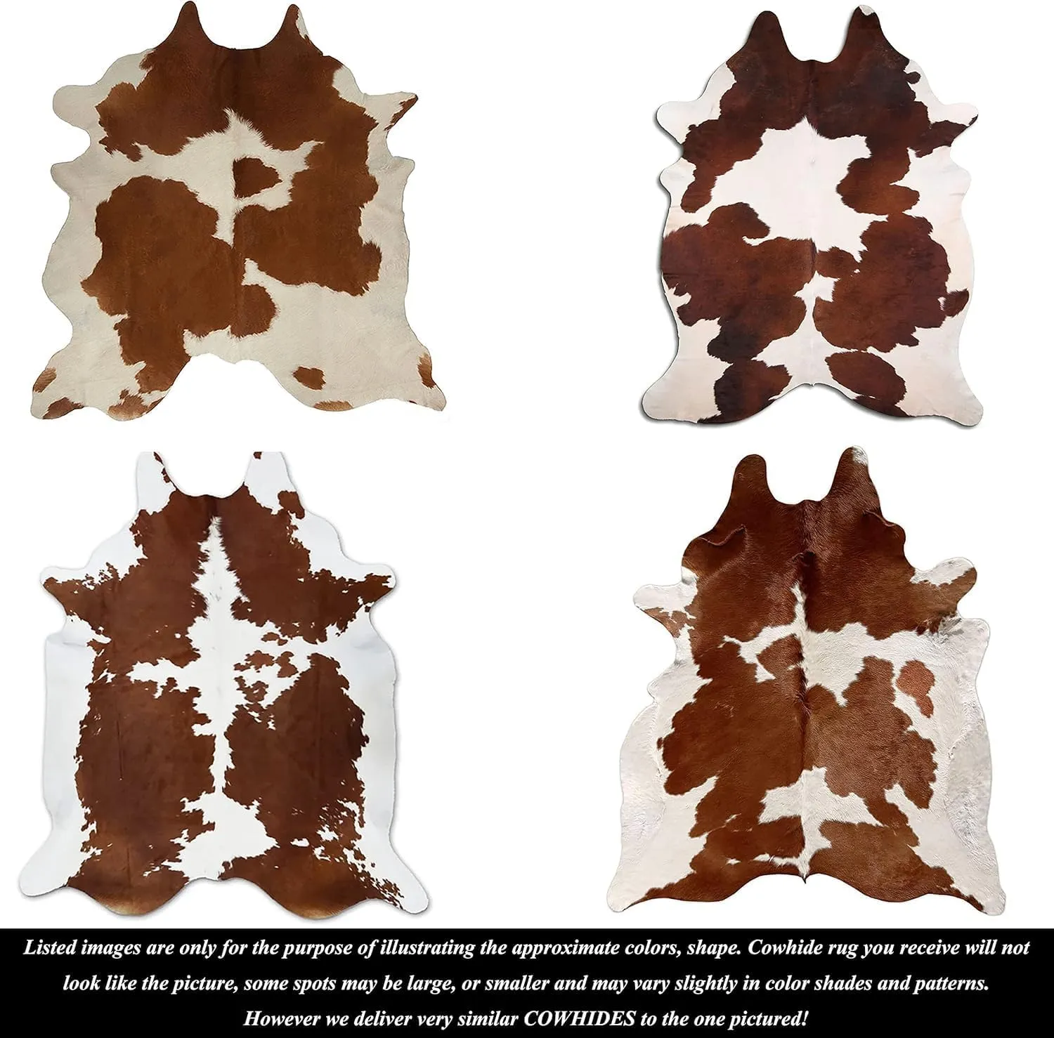 URBAN BUCK Brown & White Cowhide Area Rug Natural Premium Quality Cow Skin Hair On Leather Rug for Bedroom Décor 6ft x 7ft (72Inch x 84Inch, 182.88CM x 213.36CM)