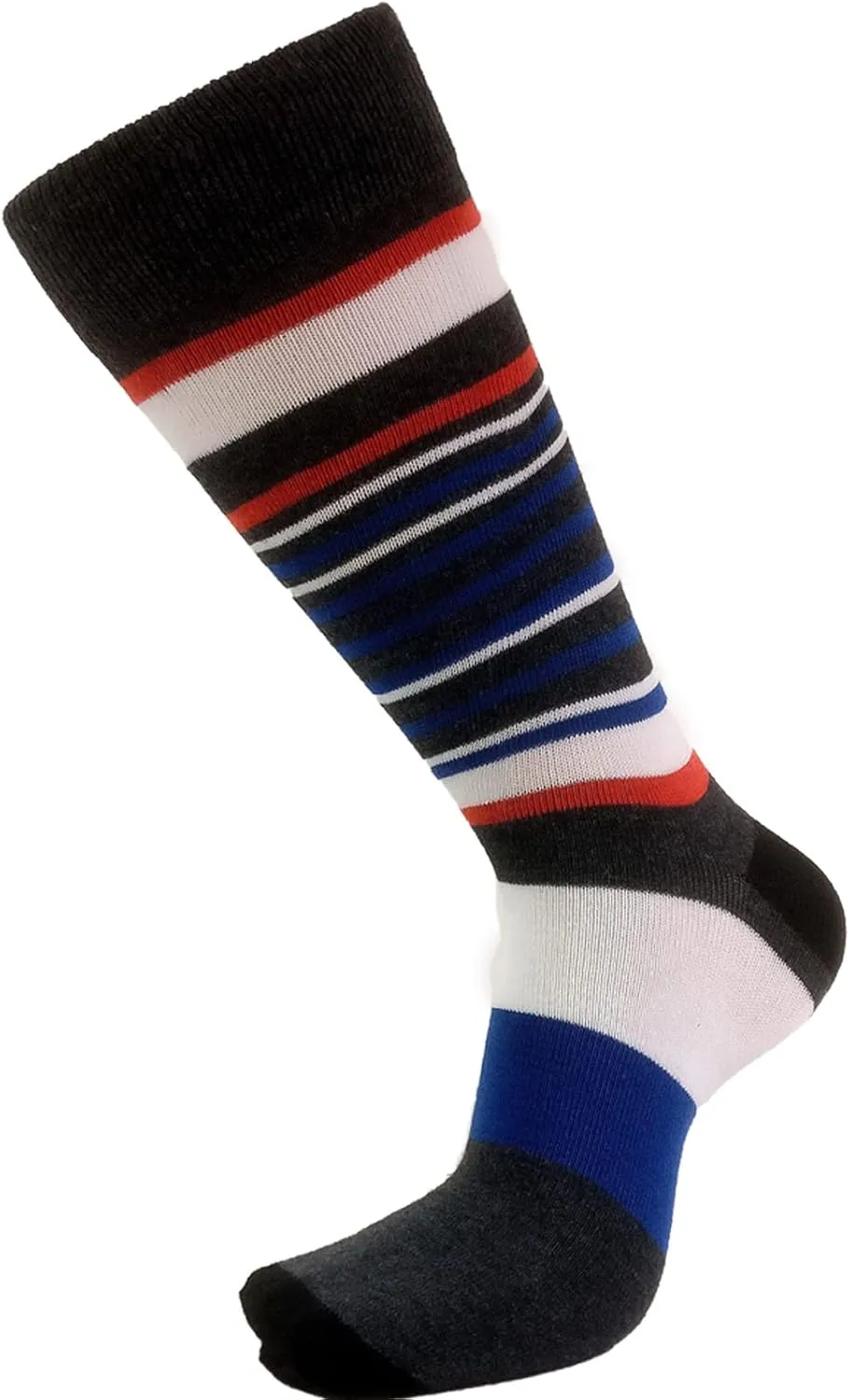 USBingoshop Mens Cotton Argyle Striped Solid Ribbed Black Crew Dress Socks