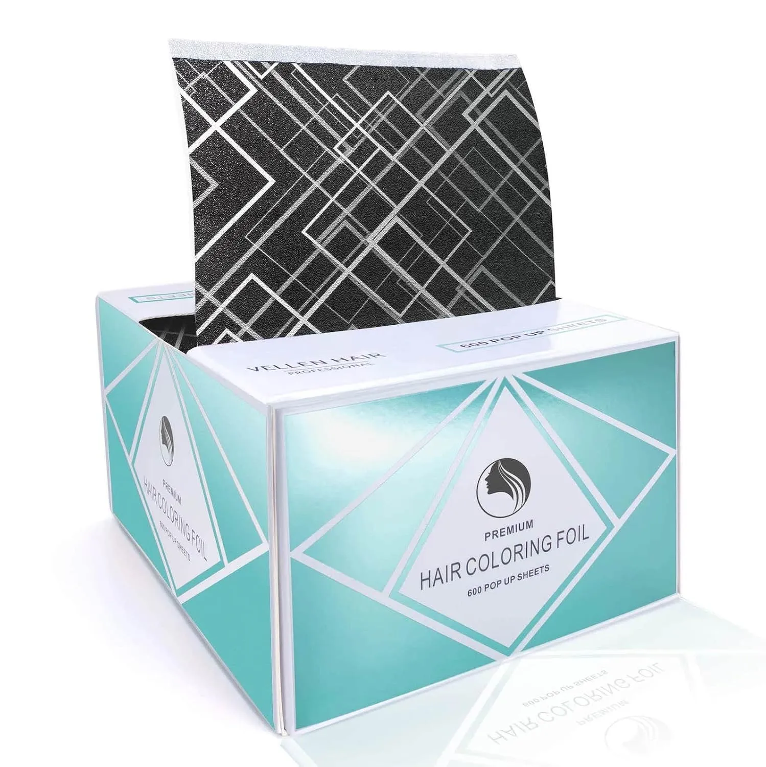 Vellen Hair Embossed Aluminium Hair Foil Sheets, Hair Foils for Highlighting, Non-slip Textured - 600 Sheets – Black Checkered - 13 Micron