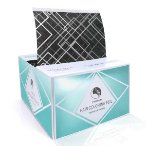 Vellen Hair Embossed Aluminium Hair Foil Sheets, Hair Foils for Highlighting, Non-slip Textured - 600 Sheets – Black Checkered - 13 Micron