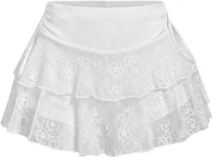 Verdusa Women's Floral Lace Tiered Layered Ruffle Skirt Bow Tie Flowy Mini Skirts