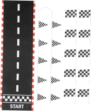 VICASKY 1 Set of Car Racing Flags Track Decorations Checkered Flags for Birthday Party Home Decor