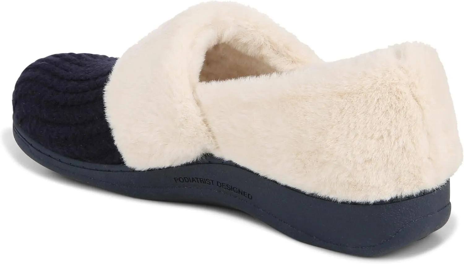 Vionic Endear Women's Cable Knit Faux Fur Trim Comfort Slipper
