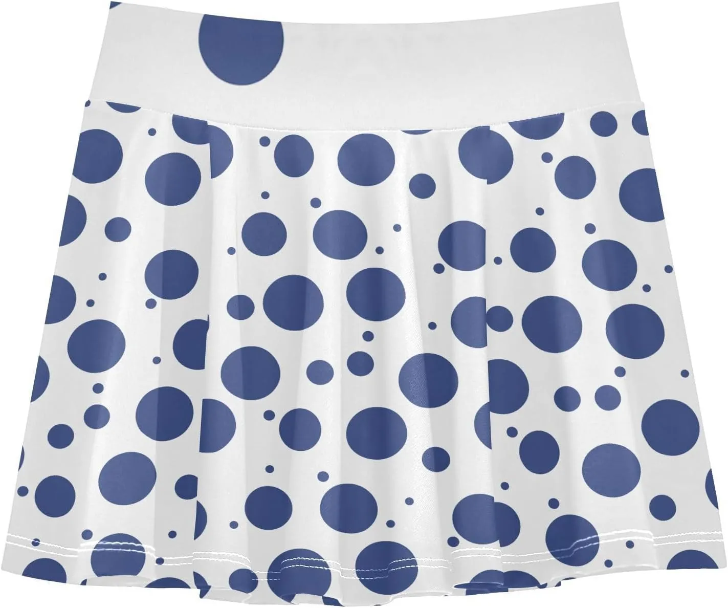 visesunny Girl's Golf Skirt Athletic Blue White Bubble Polka Dot Tennis Skort Sport Activewear with Double Layer Pockets