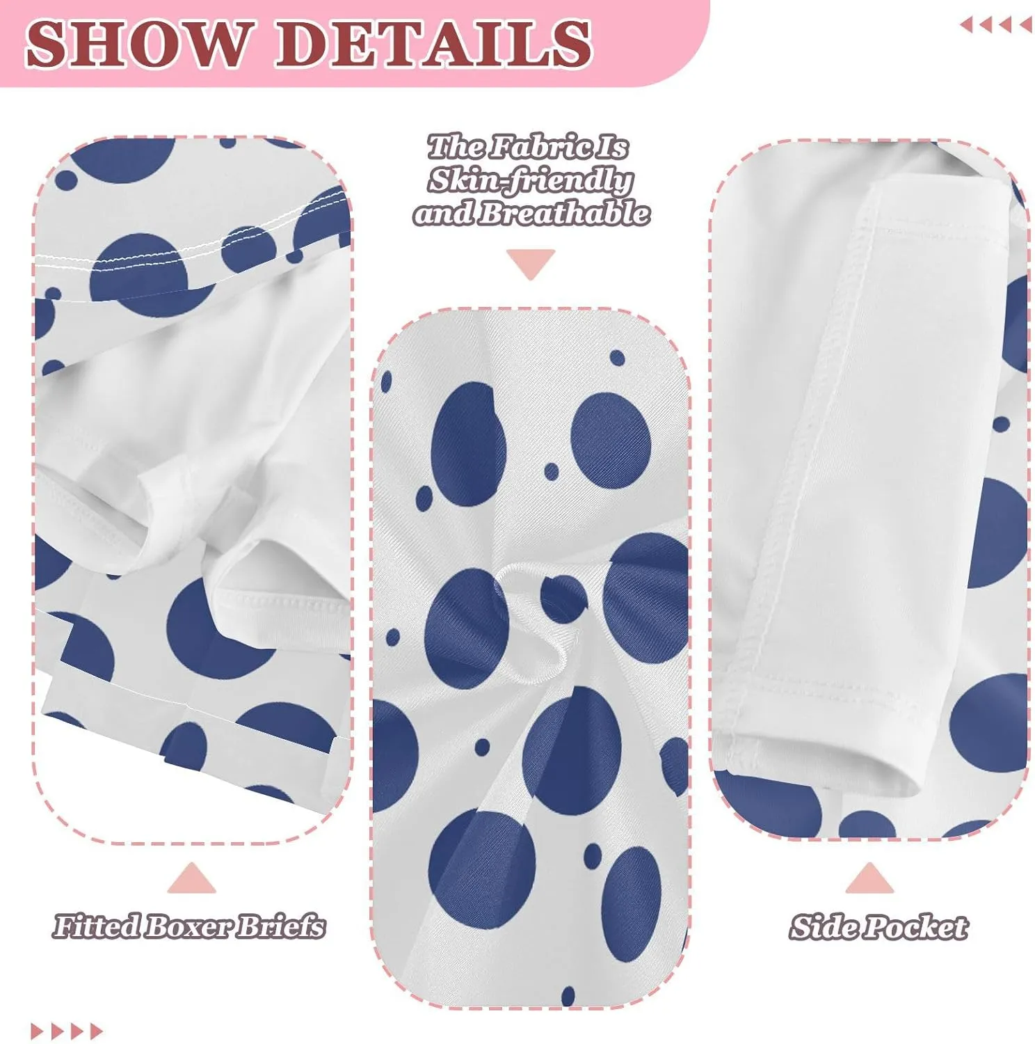 visesunny Girl's Golf Skirt Athletic Blue White Bubble Polka Dot Tennis Skort Sport Activewear with Double Layer Pockets
