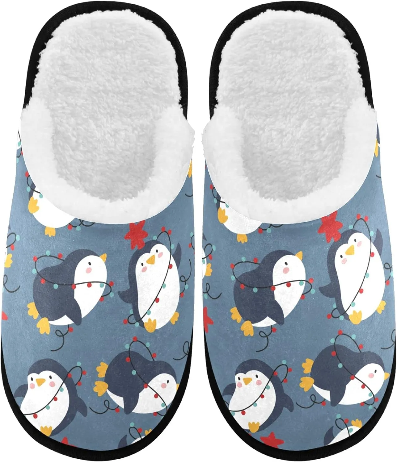 visesunny Slippers for Women Mens Funny Winter Warm Memory Foam Cotton Home Slippers Soft Plush Fleece Slip on House Slippers Unisex