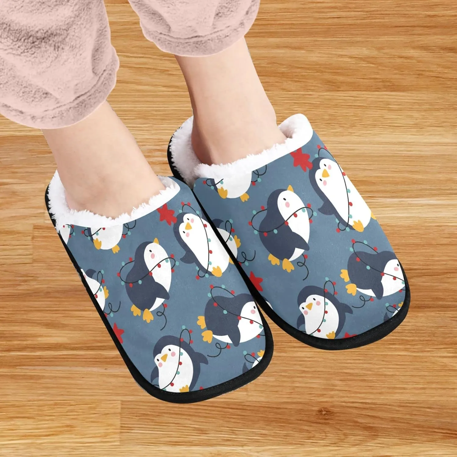 visesunny Slippers for Women Mens Funny Winter Warm Memory Foam Cotton Home Slippers Soft Plush Fleece Slip on House Slippers Unisex