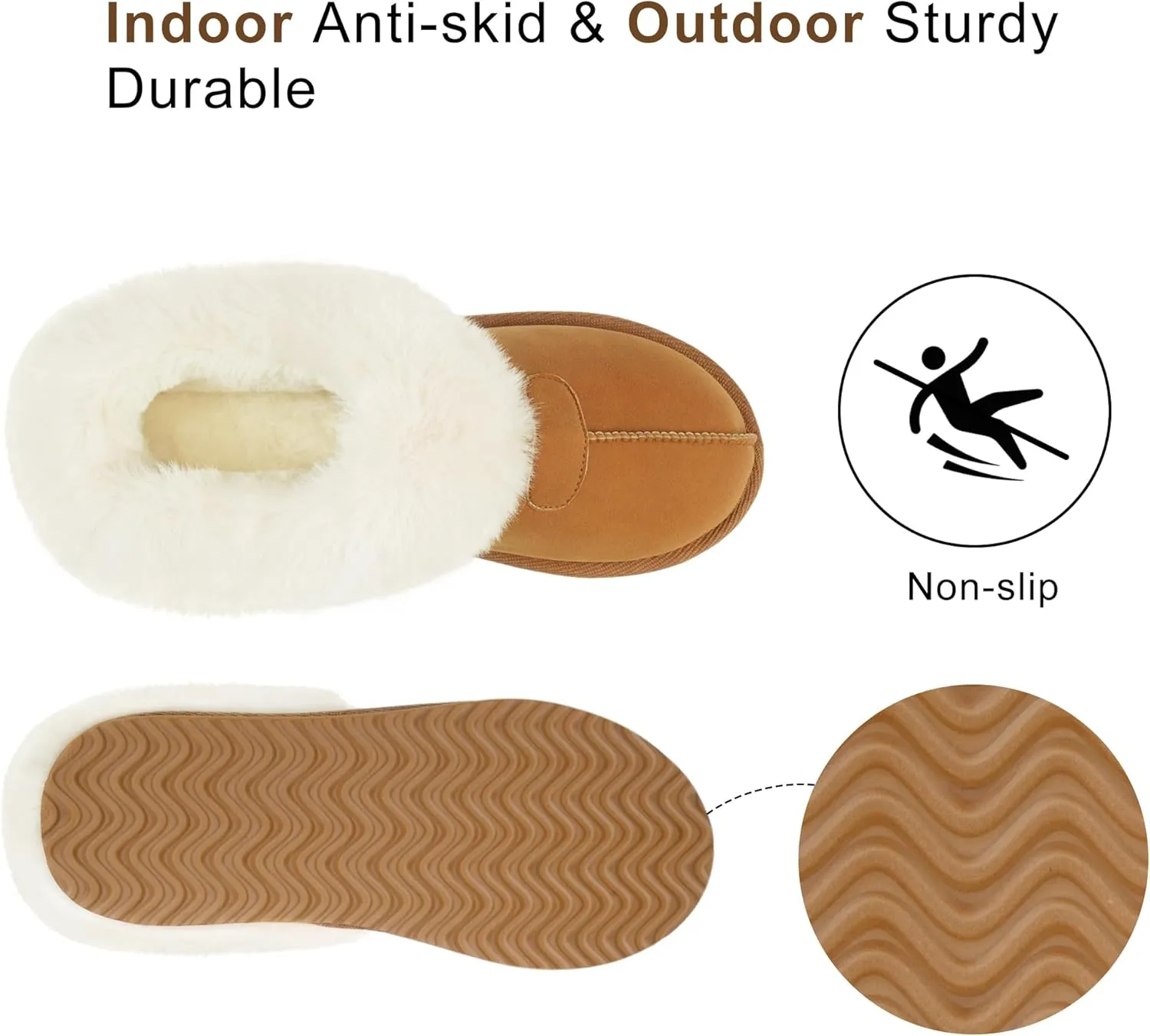 VONMAY Women's Fuzzy Memory Foam Slippers Fluffy Slip On Cozy Warm Winter House Shoes Plush Faux Fur Lining Lightweight Anti Slip Sole Indoor and Outdoor
