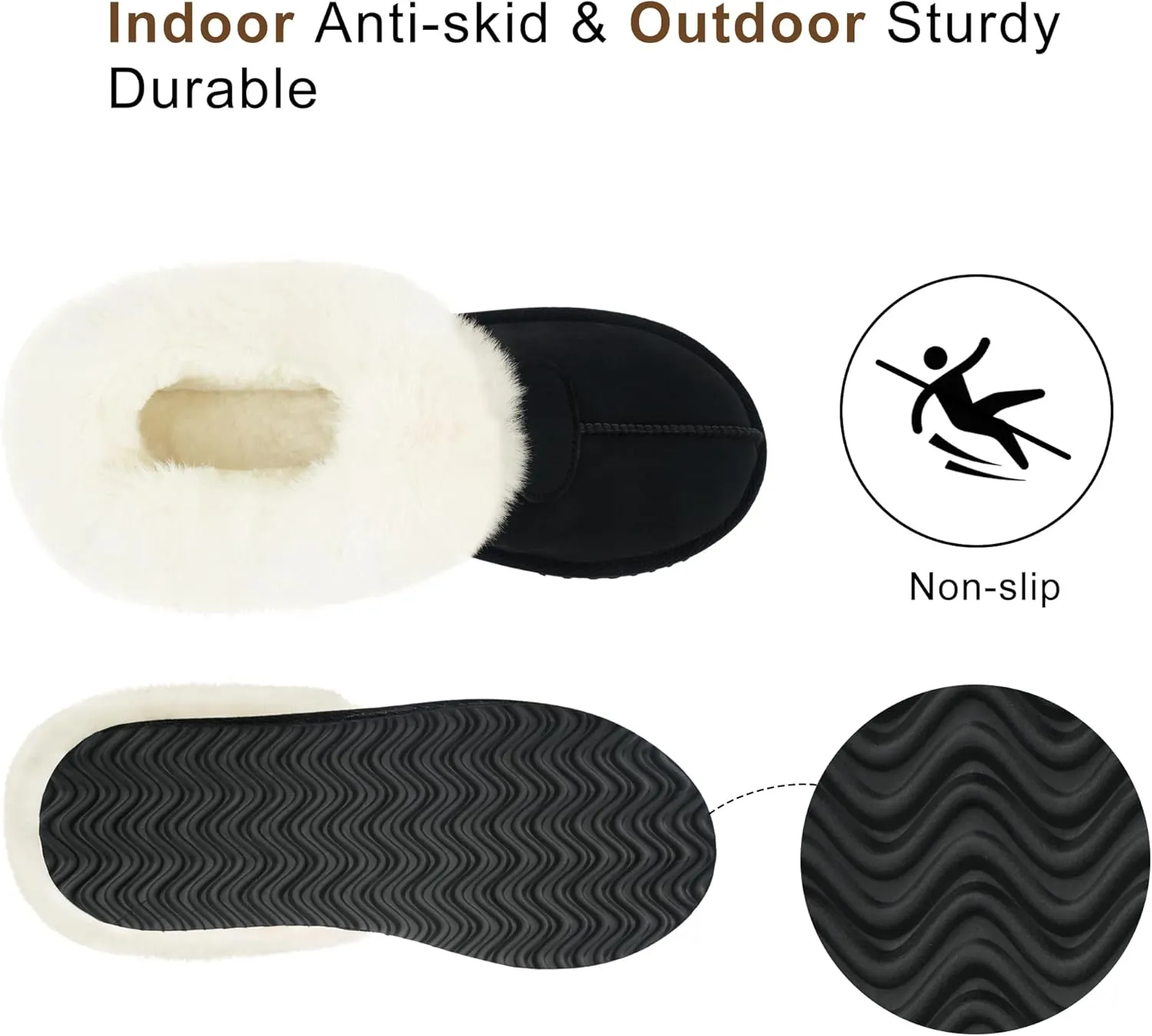 VONMAY Women's Fuzzy Memory Foam Slippers Fluffy Slip On Cozy Warm Winter House Shoes Plush Faux Fur Lining Lightweight Anti Slip Sole Indoor and Outdoor
