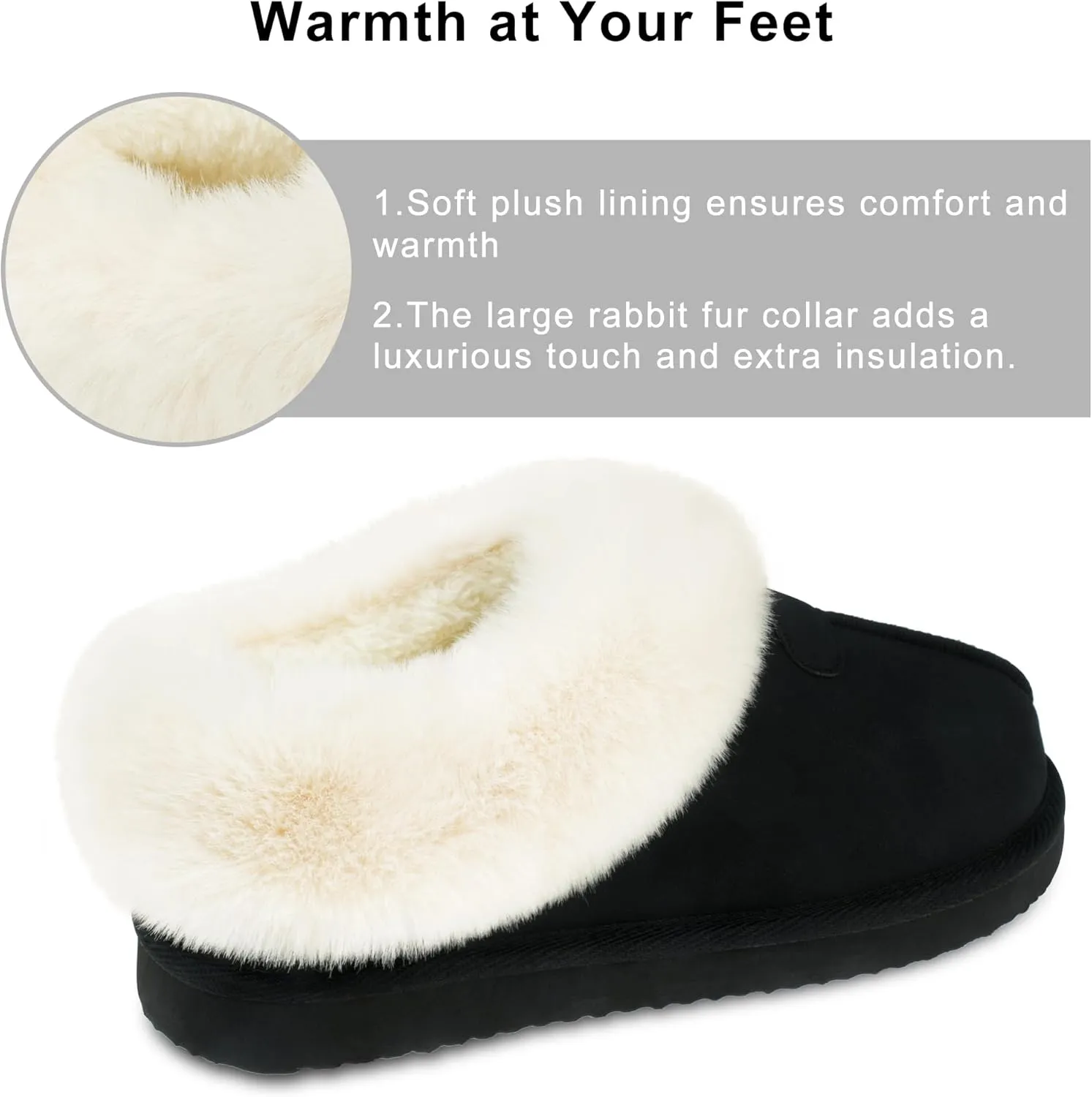 VONMAY Women's Fuzzy Memory Foam Slippers Fluffy Slip On Cozy Warm Winter House Shoes Plush Faux Fur Lining Lightweight Anti Slip Sole Indoor and Outdoor