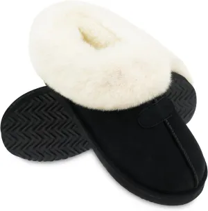 VONMAY Women's Fuzzy Memory Foam Slippers Fluffy Slip On Cozy Warm Winter House Shoes Plush Faux Fur Lining Lightweight Anti Slip Sole Indoor and Outdoor