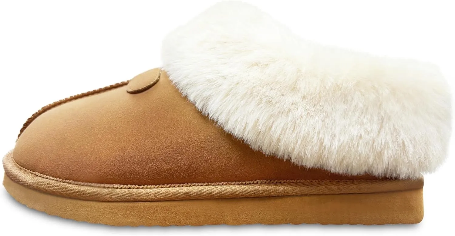 VONMAY Women's Fuzzy Memory Foam Slippers Fluffy Slip On Cozy Warm Winter House Shoes Plush Faux Fur Lining Lightweight Anti Slip Sole Indoor and Outdoor