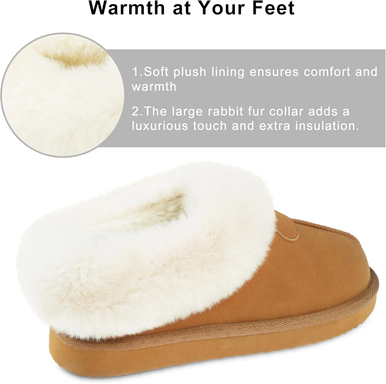 VONMAY Women's Fuzzy Memory Foam Slippers Fluffy Slip On Cozy Warm Winter House Shoes Plush Faux Fur Lining Lightweight Anti Slip Sole Indoor and Outdoor