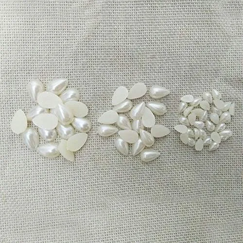 Water Drop Cabochon Cameo Bezel Flatback Imitation Pearls Beads Mobile Case Bridal Shoes Handbag Glue on Bowknot Choker kolye - (Color: 8x5mm 200pcs)