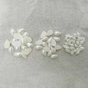 Water Drop Cabochon Cameo Bezel Flatback Imitation Pearls Beads Mobile Case Bridal Shoes Handbag Glue on Bowknot Choker kolye - (Color: 8x5mm 200pcs)