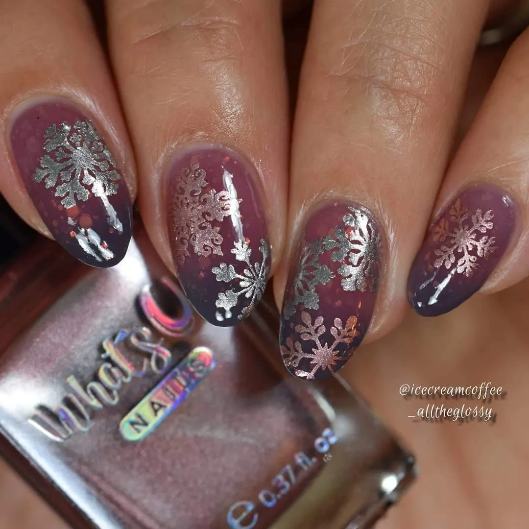 Whats Up Nails - 2 Metallic Stamping Polishes (Gold, Silver) Lacquer for Stamped Nail Art Design 7 Free Cruelty Free Vegan
