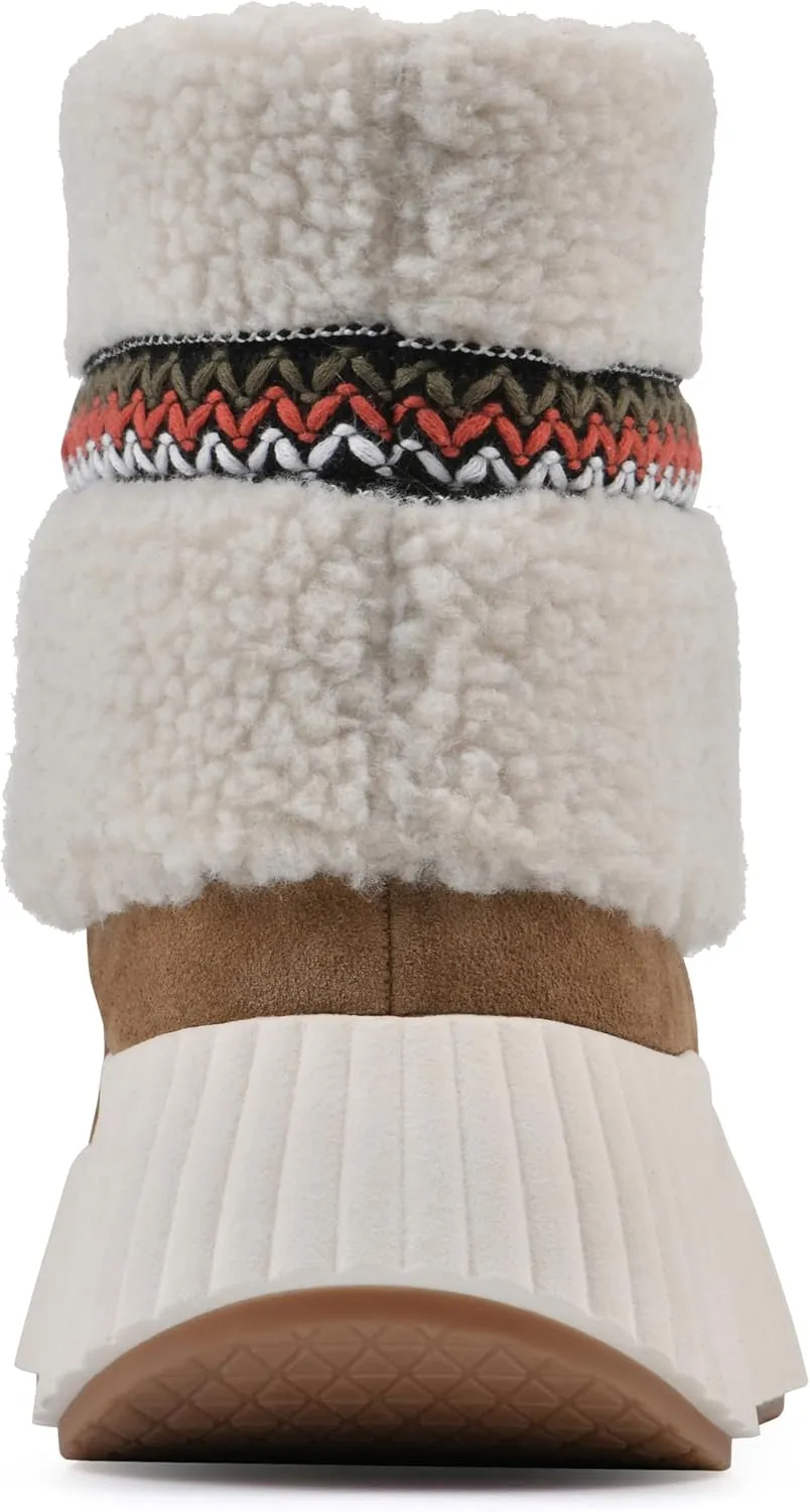 WHITE MOUNTAIN Women's Digital Platform Faux Fur Bootie