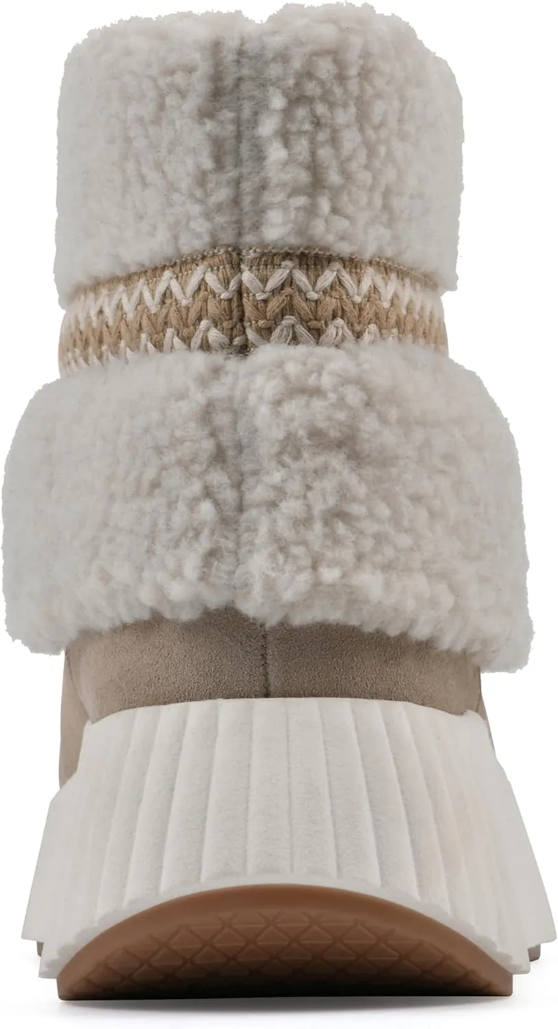 WHITE MOUNTAIN Women's Digital Platform Faux Fur Bootie