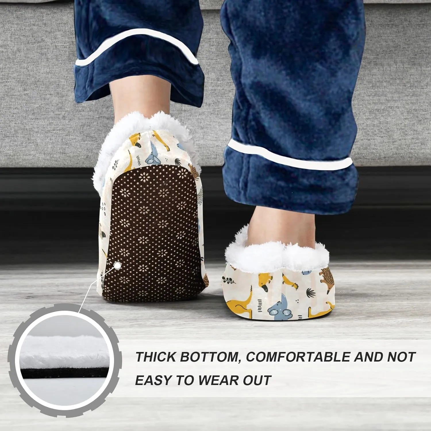 Wild Animals Kangaroo Koala Slippers for Kids Animals Home House Fuzzy Slippers Indoor Soft Plush Fleece Non Slip Casual Shoes for Boys Girls, XS