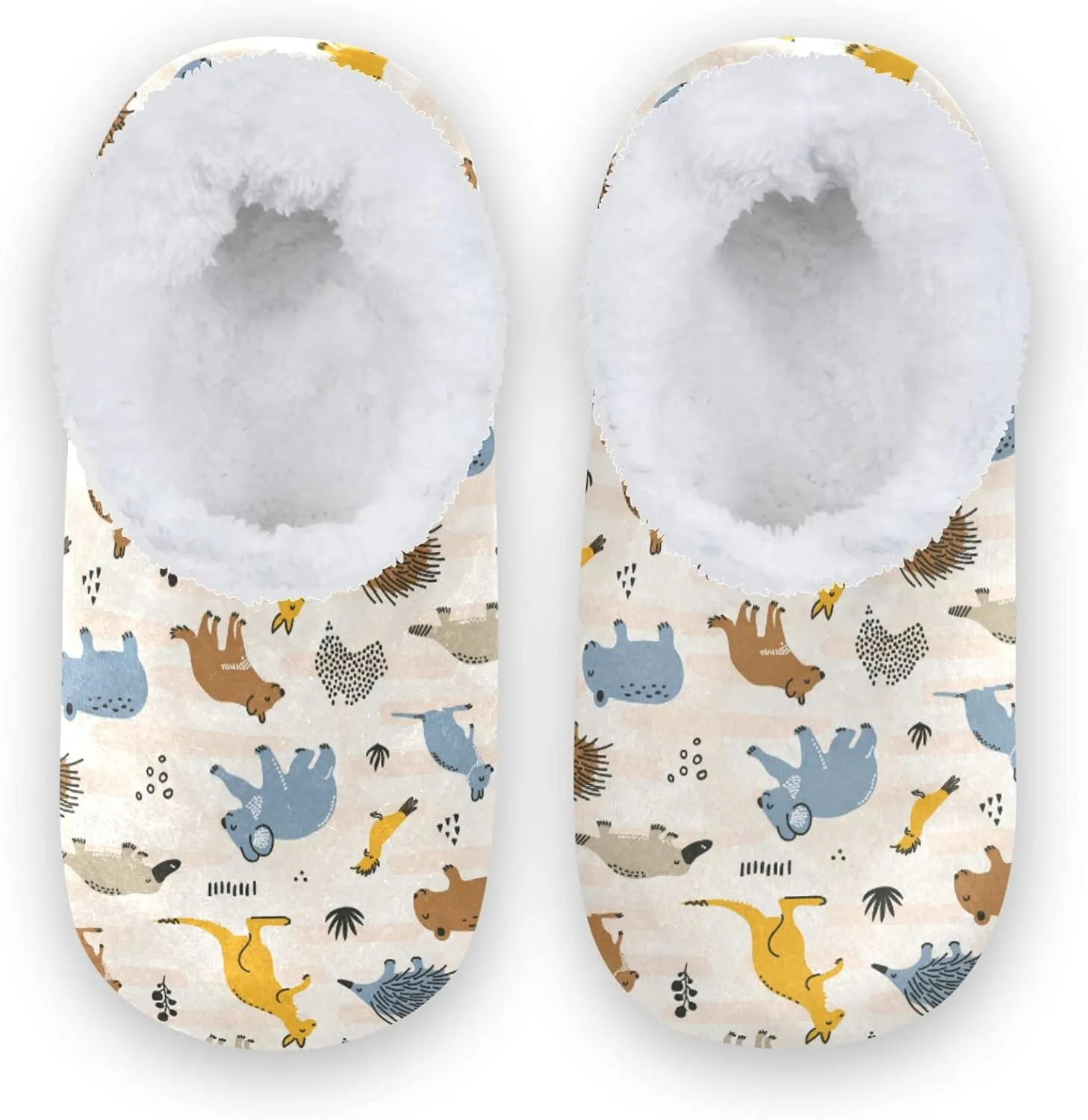 Wild Animals Kangaroo Koala Slippers for Kids Animals Home House Fuzzy Slippers Indoor Soft Plush Fleece Non Slip Casual Shoes for Boys Girls, XS