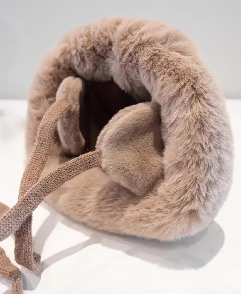 Winter Bucket Hat with Ear Flaps Women Men Fuzzy Beanie Hat Faux Fur Fisherman Cap Beanies Hat Cloche Aviator Caps 2024