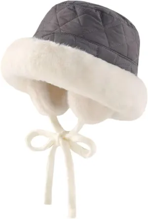 Winter Bucket Hat with Ear Flaps Women Men Fuzzy Beanie Hat Faux Fur Fisherman Cap Beanies Hat Cloche Aviator Caps 2024