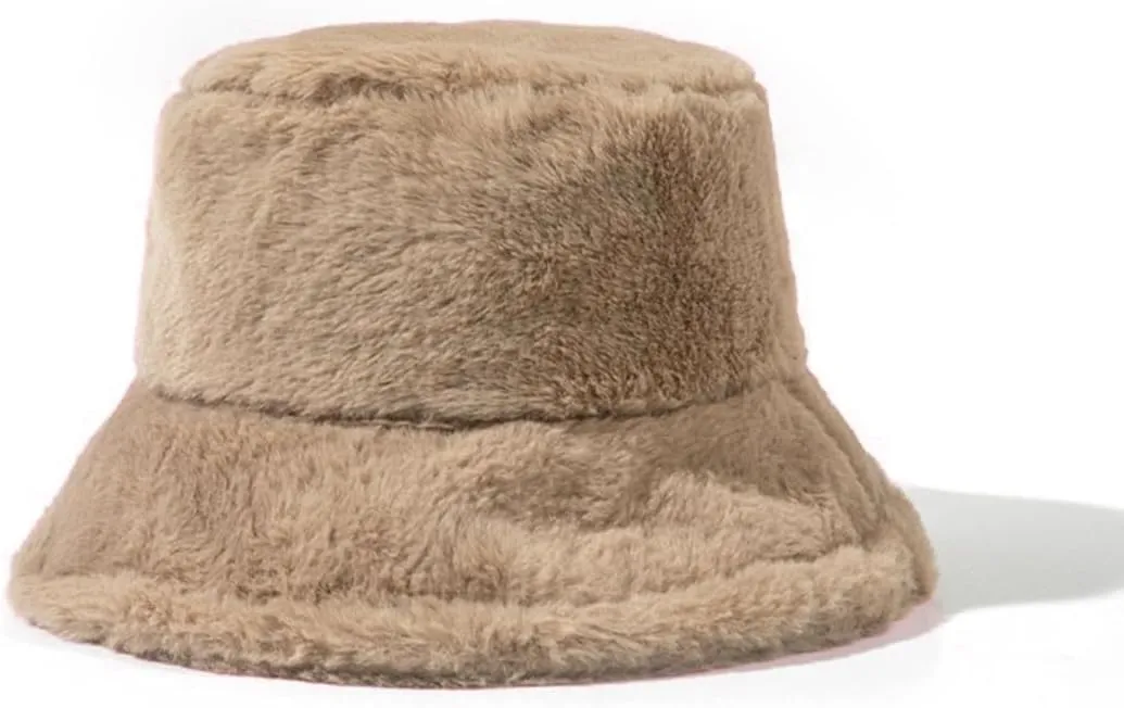 Winter Bucket Hats for Women Faux Fur Bucket Hat Fuzzy Hat Sherpa Hat Warm Plush Fisherman Fluffy Men Hat