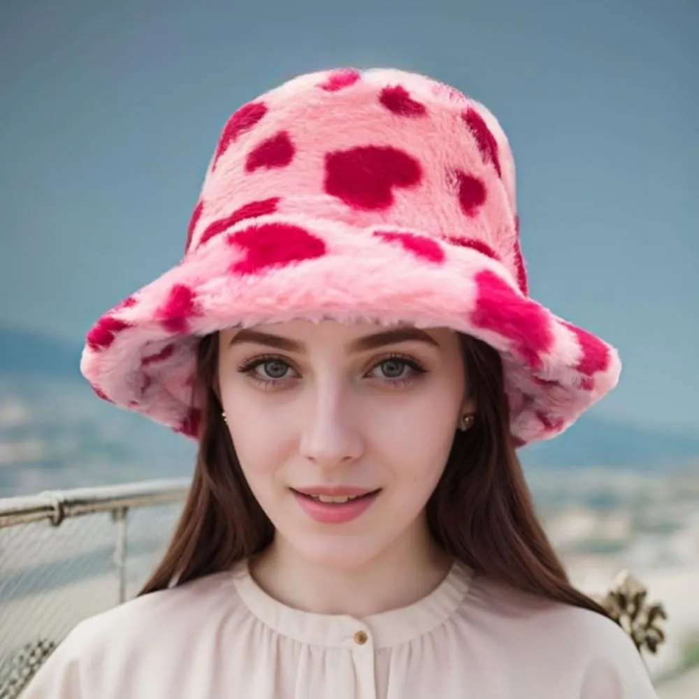 Winter Bucket Hats for Women Faux Fur Bucket Hat Fuzzy Hat Sherpa Hat Warm Plush Fisherman Fluffy Men Hat