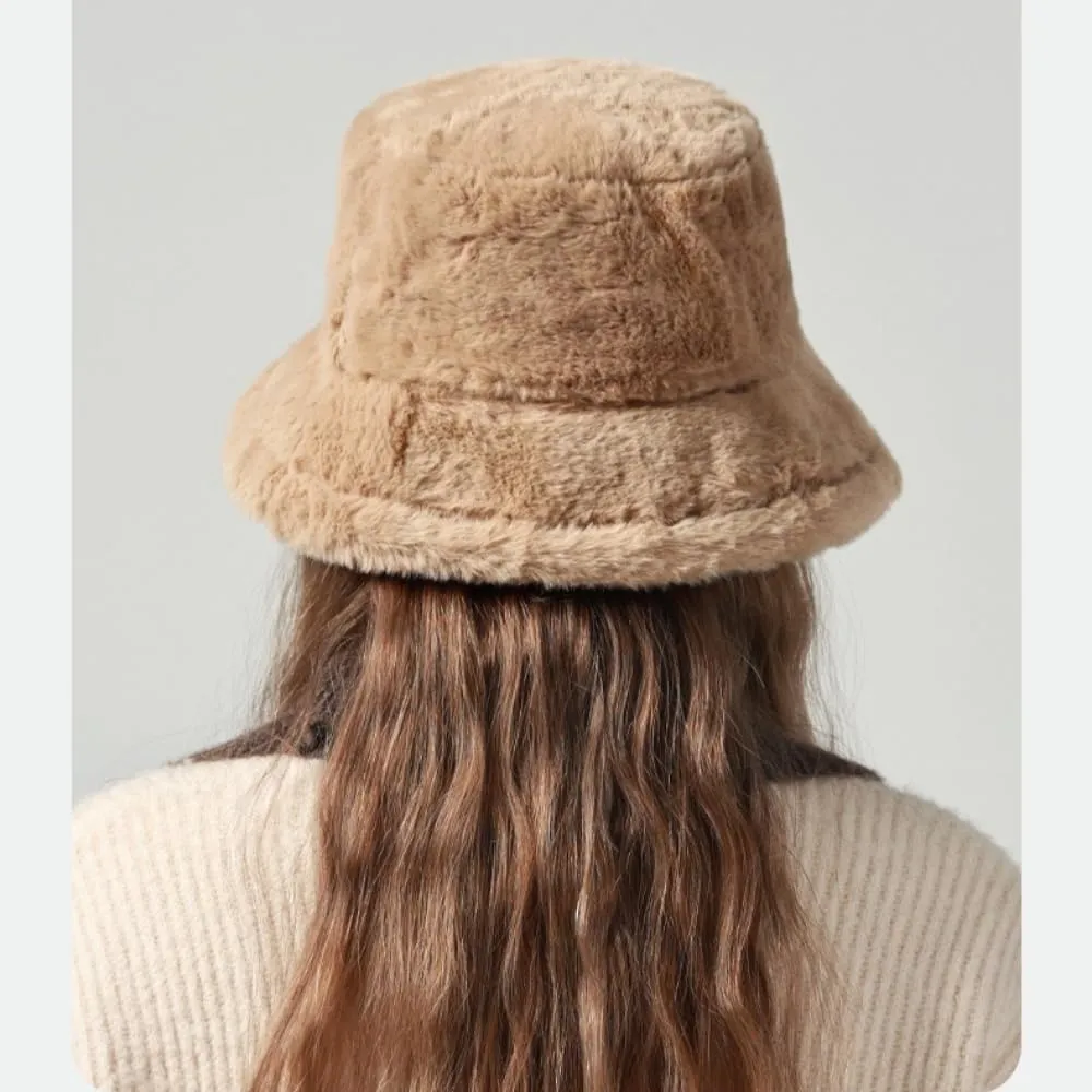 Winter Bucket Hats for Women Faux Fur Bucket Hat Fuzzy Hat Sherpa Hat Warm Plush Fisherman Fluffy Men Hat