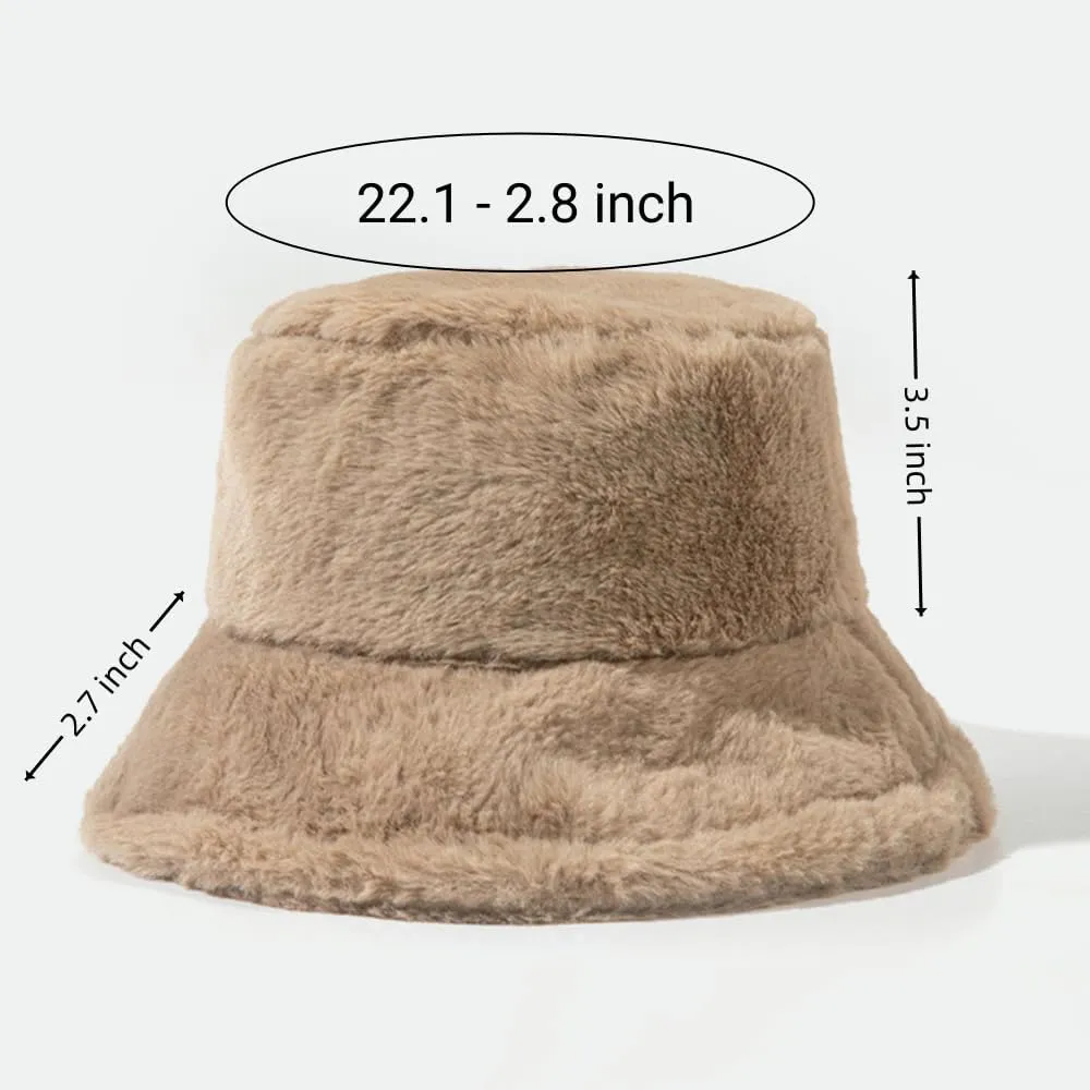 Winter Bucket Hats for Women Faux Fur Bucket Hat Fuzzy Hat Sherpa Hat Warm Plush Fisherman Fluffy Men Hat