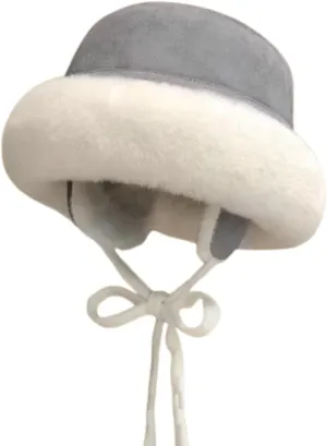 Winter Suede Bucket Hat with Ear Flaps Women Men Fuzzy Beanie Hat Faux Fur Fisherman Cap Beanies Hat Cloche Aviator Caps