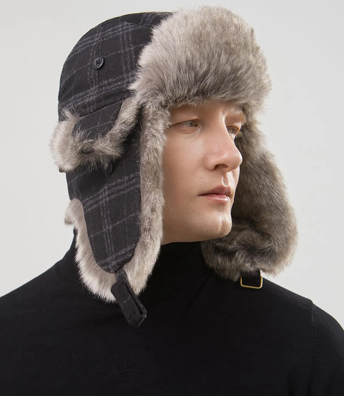 Winter Trapper Hat for Men and Women,Wool Russian Ushanka Aviator Warm Cold Proof Ski Hunting Cycling Winter Hats