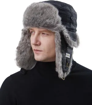 Winter Trapper Hat for Men and Women,Wool Russian Ushanka Aviator Warm Cold Proof Ski Hunting Cycling Winter Hats