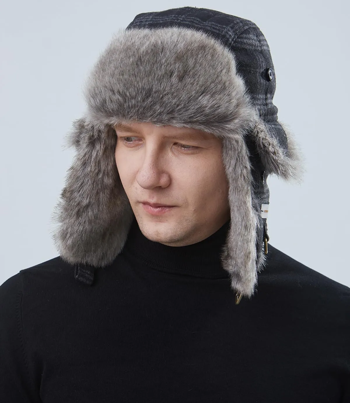 Winter Trapper Hat for Men and Women,Wool Russian Ushanka Aviator Warm Cold Proof Ski Hunting Cycling Winter Hats