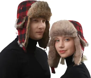Winter Trapper Hat for Men and Women,Wool Russian Ushanka Aviator Warm Cold Proof Ski Hunting Cycling Winter Hats