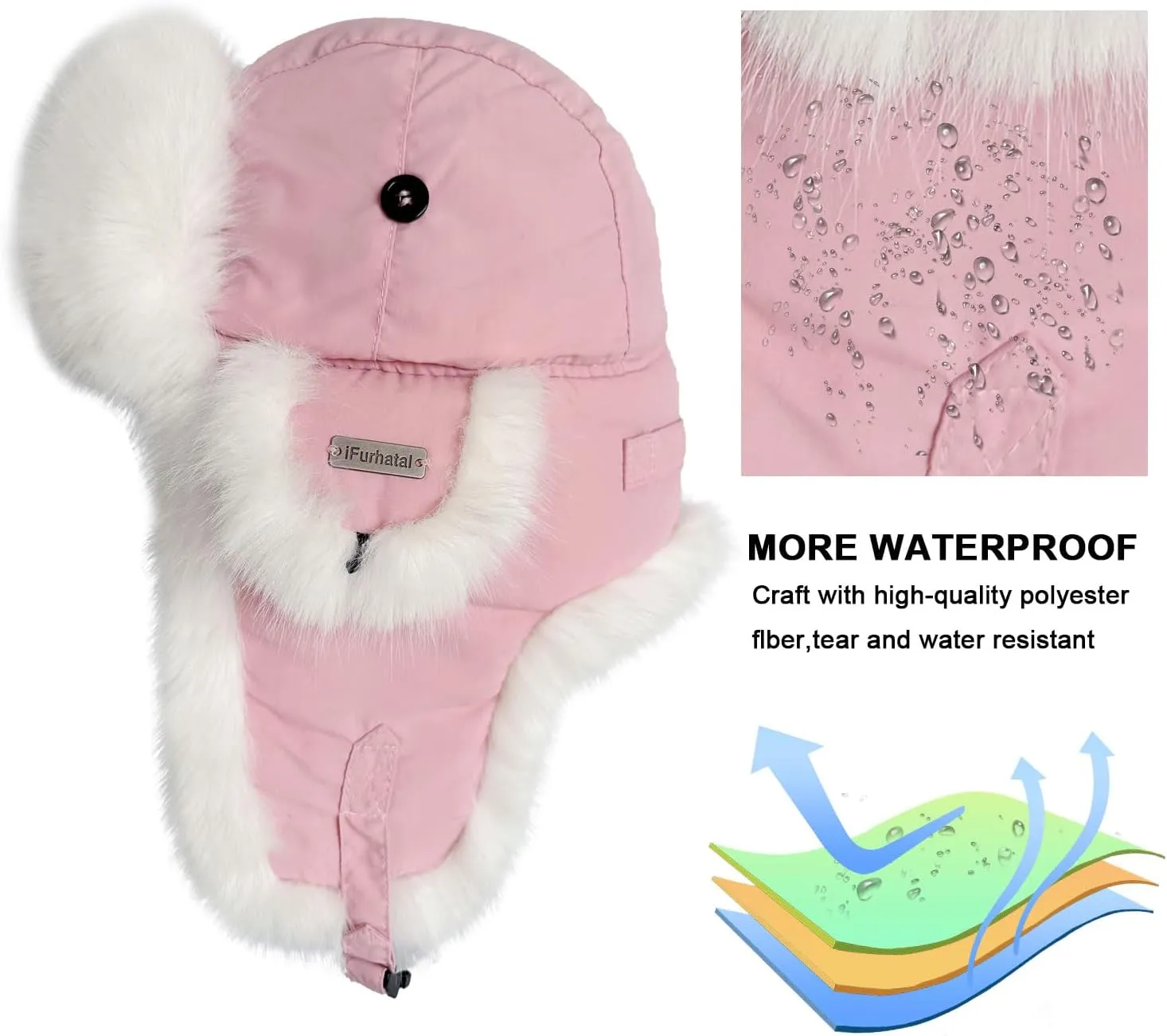 Winter Trapper Hat for Men Women Faux Fur Winter Hat Ushanka Hat Bomber Hat