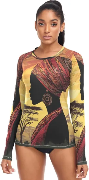 Woman Acacia Trees Gold Women's UPF 50  Rash Guard with Long Sleeve Sun Protection Swim Shirt X-Small
