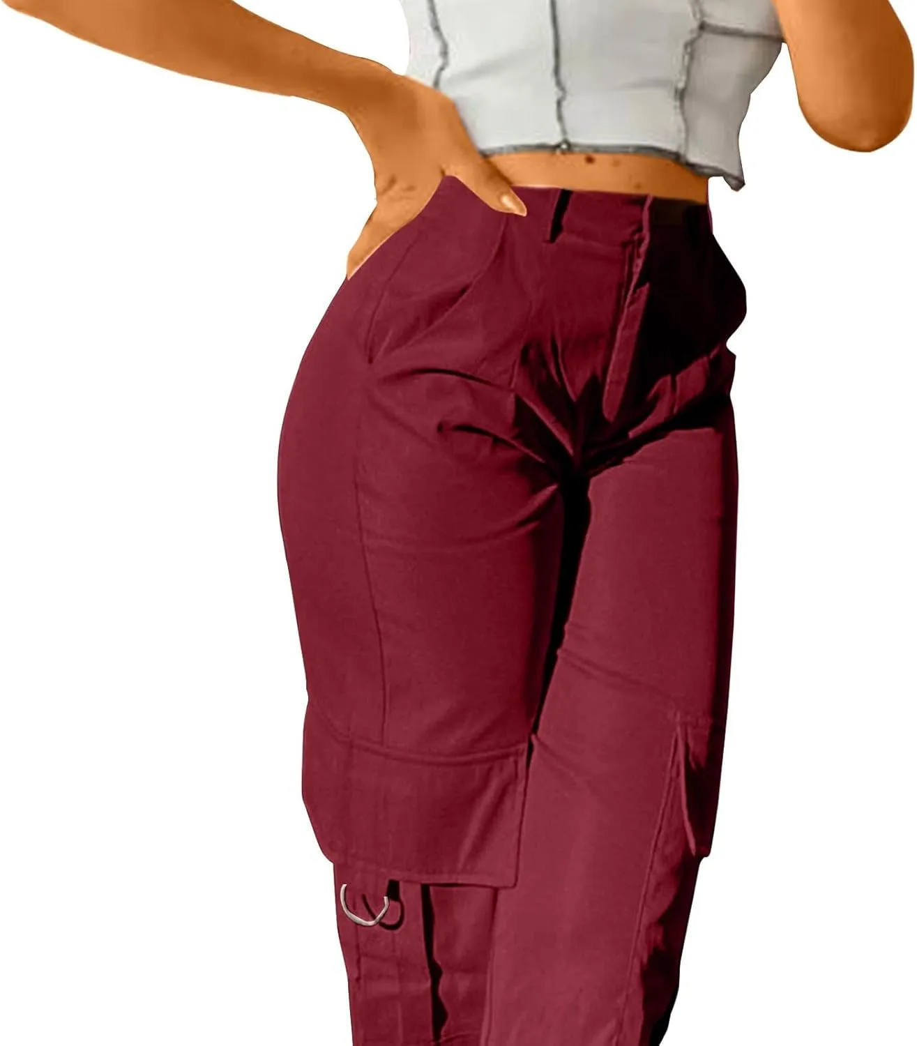 Women's Cargo Jogger Camo Pants with Pockets High Waist Slim Casual Tapered Camouflage Combat Hiking Pants