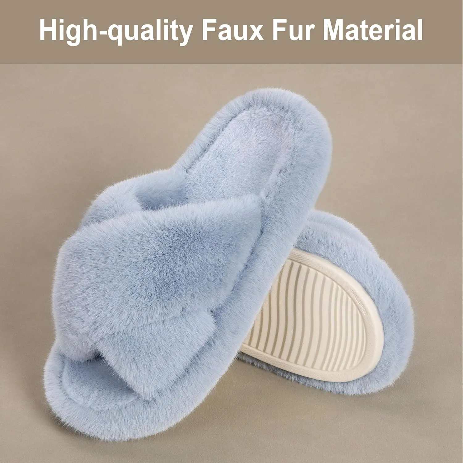 Women's Fuzzy Slippers House Slippers Memory Foam Bedroom Shoes Open Toe, Cross Band