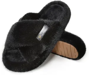 Women's House Slippers Fuzzy Platform Slides Faux Fur Fluffy Sandals Winter Memory Foam Cloud Footwear Latex Insoles