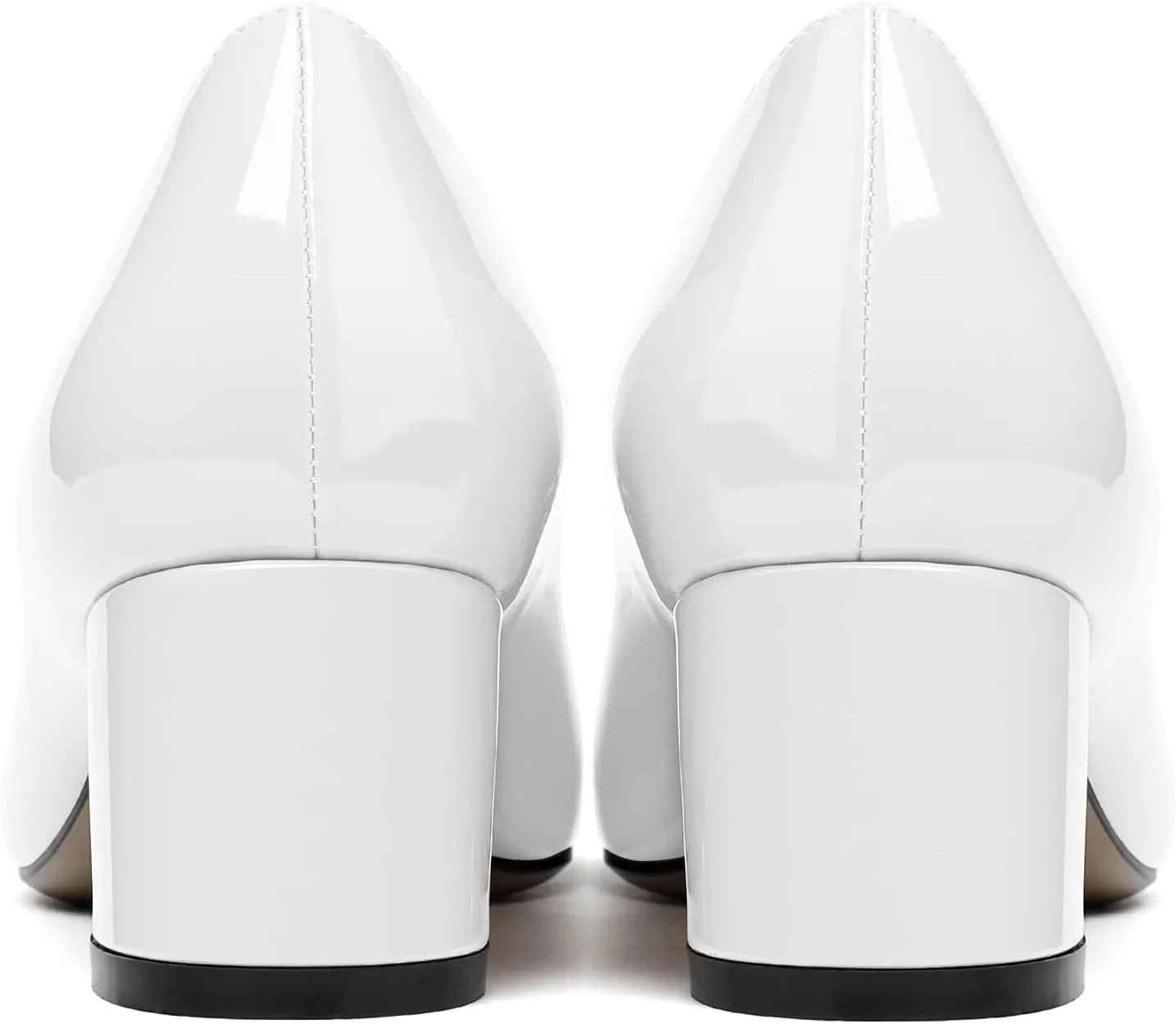 Women's Low Block Chunky Heel Pumps Cap Toe Checkered Pumps Slip on 2 Inch Square Toe Shoes for Pary Dress Work Office Workplace