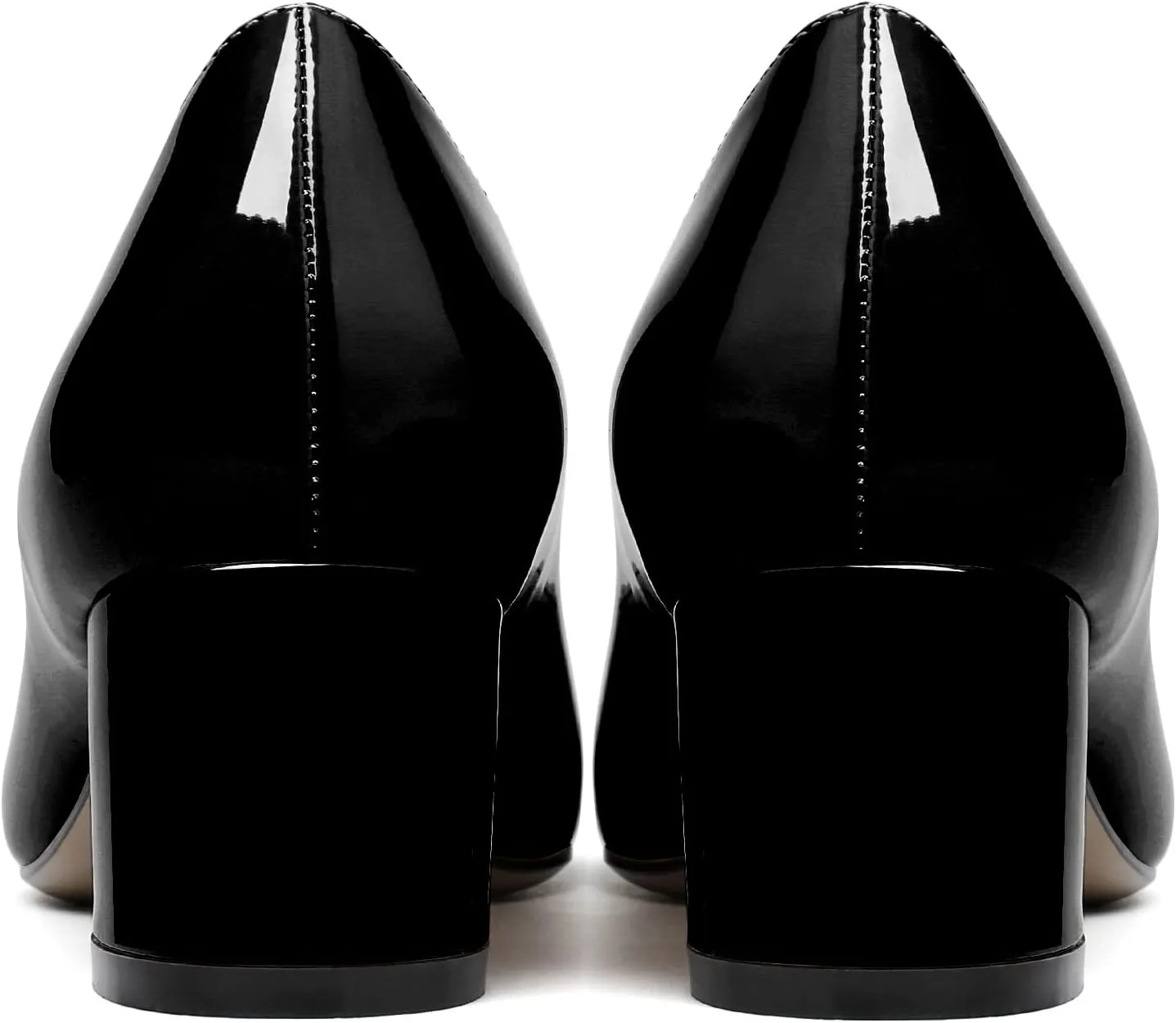 Women's Low Block Chunky Heel Pumps Cap Toe Checkered Pumps Slip on 2 Inch Square Toe Shoes for Pary Dress Work Office Workplace