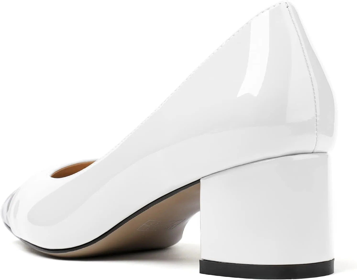 Women's Low Block Chunky Heel Pumps Cap Toe Checkered Pumps Slip on 2 Inch Square Toe Shoes for Pary Dress Work Office Workplace