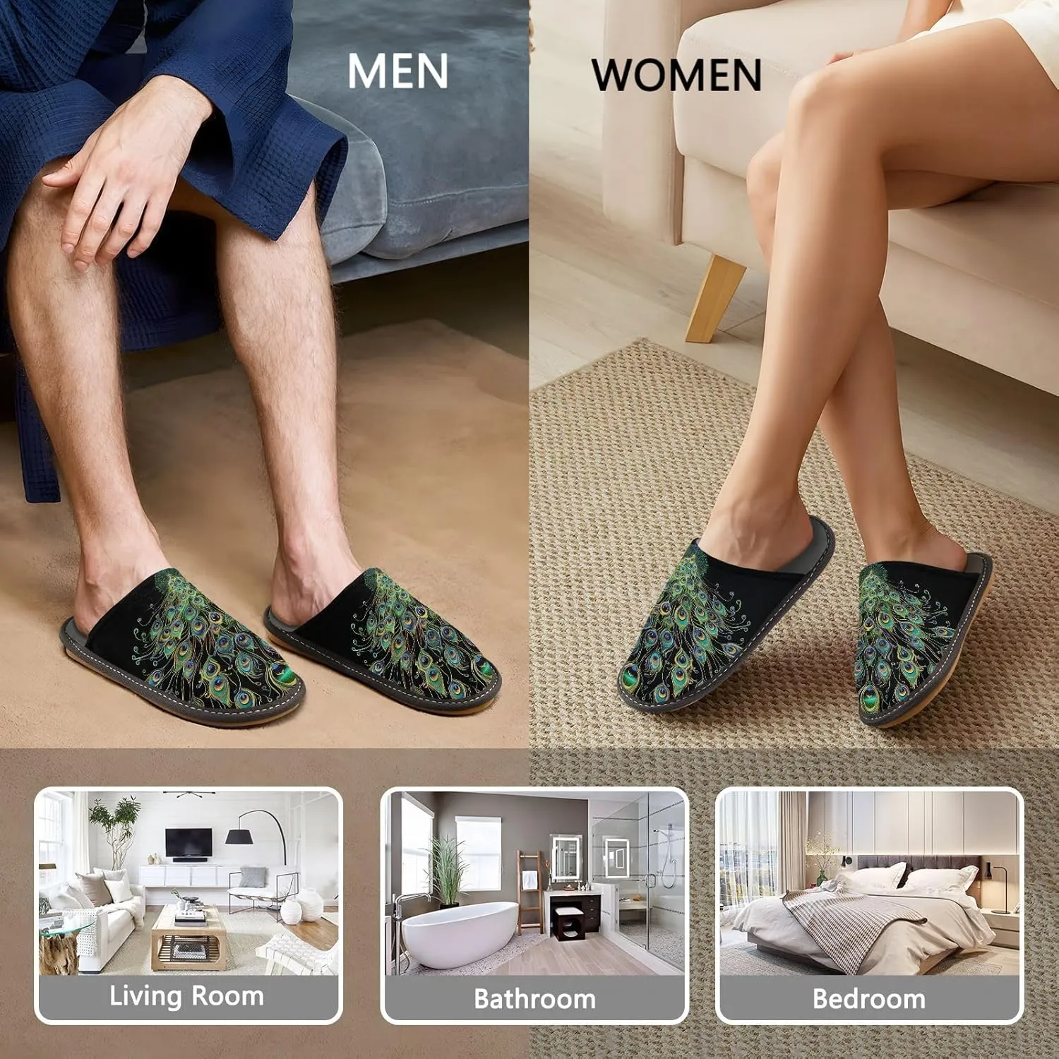 Women's Mens Cute Pattern Chic Cosy Slip-On Slippers,Casual Linning Breathable Memory Foam Scuff Winter House Bedroom Shoes Gift for Unisex Indoor/Outdoor Size 4-11