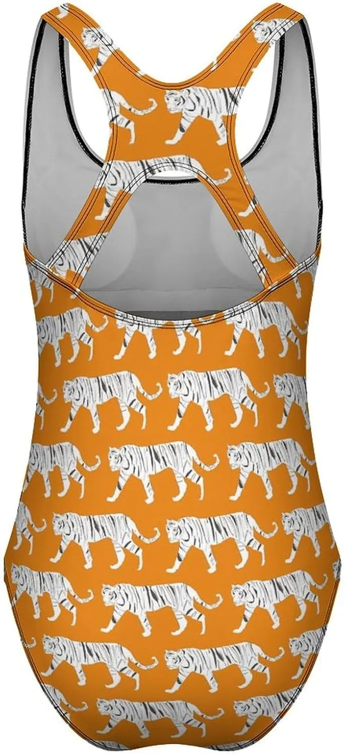 Womens One Piece Swimsuits Cute Duck Checkered Tummy Control Bathing Suits Wireless Racerback Padded Swimwear