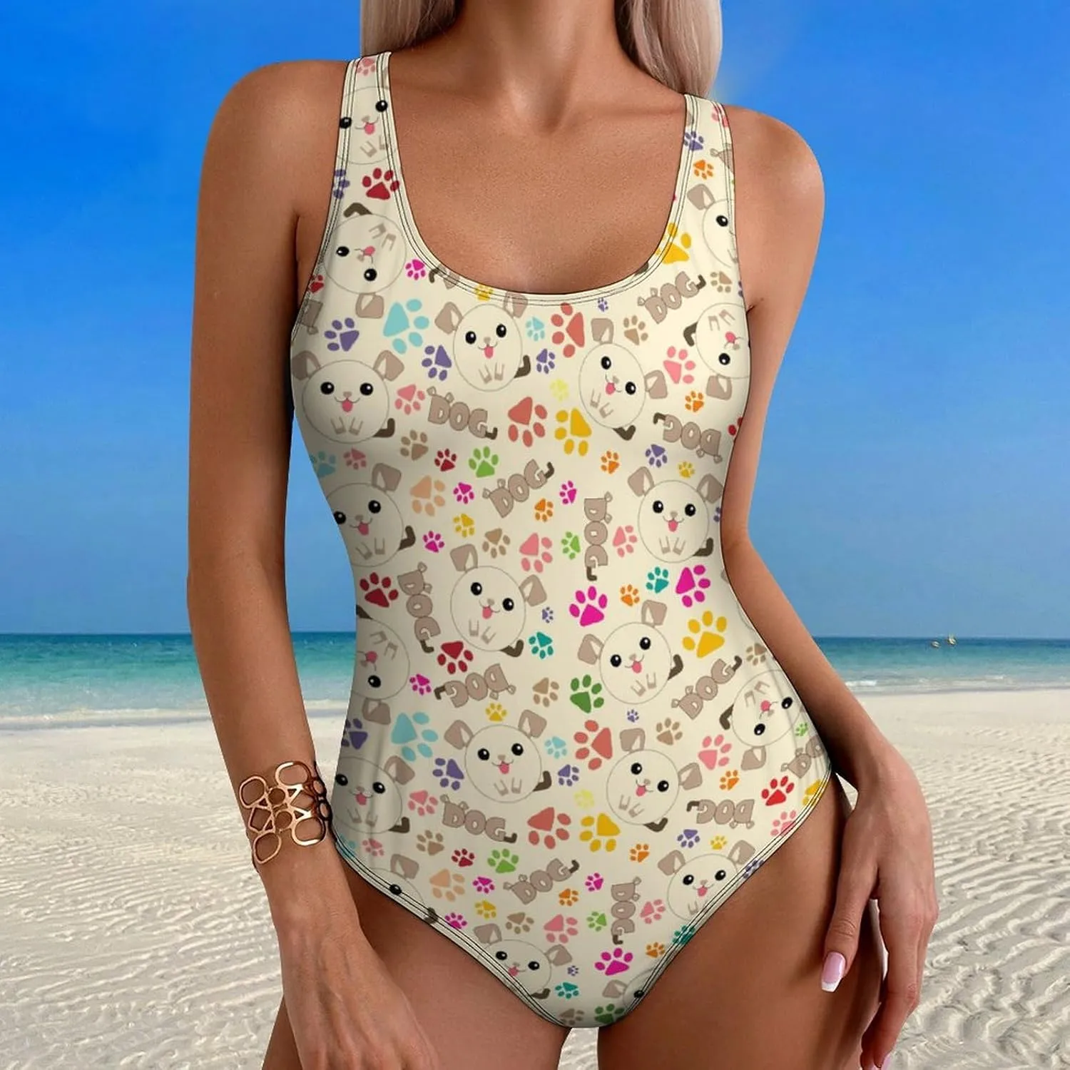 Womens One Piece Swimsuits Cute Tiger Checkered Tummy Control Bathing Suits Wireless Racerback Padded Swimwear