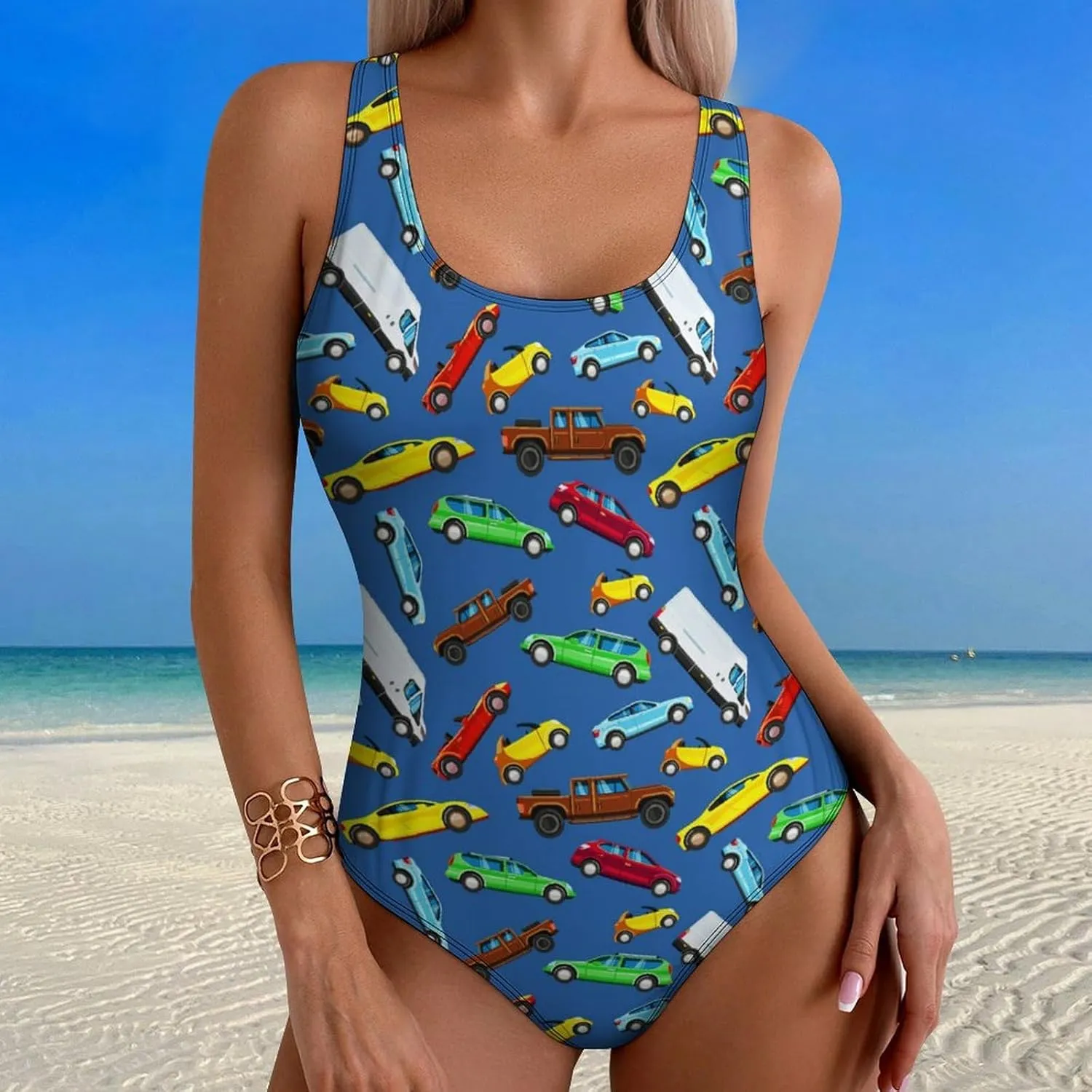 Womens One Piece Swimsuits Cute Tiger Checkered Tummy Control Bathing Suits Wireless Racerback Padded Swimwear