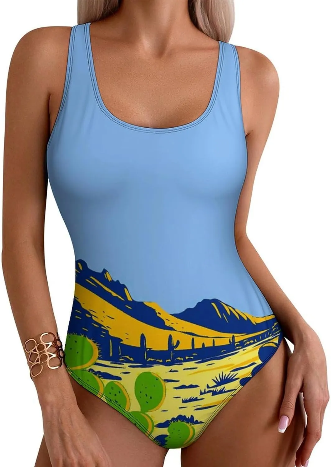 Womens One Piece Swimsuits Llama Cute Alpaca Checkered Tummy Control Bathing Suits Wireless Racerback Padded Swimwear